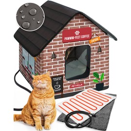 Heated Cat House for Outside - Heated Outdoor Cat House Weatherproof - Cat Houses for Outdoor Cats - Outdoor Heated Cat House - Heated Cat Houses for Outdoor Cats - Waterproof Outdoor Cat Shelter