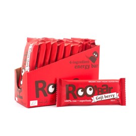 Roobar Goji Berry Raw Bar - Dairy & Gluten Free. 100% Organic, Vegan with Superfoods. No Added Refined Sugar - 12 x 30g