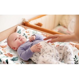 4 Pack Forest Animals Neutral Changing Pad Covers Woodland Unisex Fitted Baby Breathable Changing Pad Sheets Set for Toddlers Baby Boys or Girls (Raccoon)