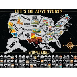 Scratch Off Map of United States, All 63 US National Parks Scratch Off Poster, United States Travel Map Poster, National Park Posters, Scratch Off Map of USA for Traveling (16.5"x23")
