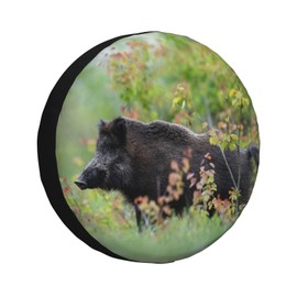 Universal Replacement Spare Wheel Cover, Wild Boar in Forest, Waterproof Spare Wheel Cover, Dustproof Tyre for Trailer, Motorhome, SUV, Off-Road Vehicle Wheel, 14 Inch