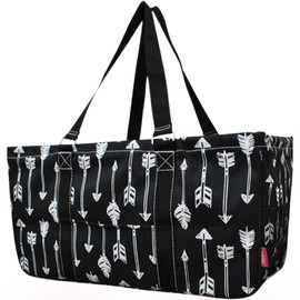 NGIL Extra Large Utility Tote Reusable Grocery Bag Oversized Collapsible for Groceries, Storage, Picnic, Beach (Arrow-black)