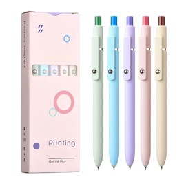 5 Pcs Gel Pens, 0.5mm Black Ink Pens Retractable Fine Point Smooth Writing, Aesthetic Office School Supplies, Desk Accessories Nursing Pen for Journaling Note Taking, Gifts for Women Men (Morandi B)