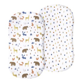 David's Kids 100% Cotton Bassinet Sheets, 2 Pack Ultra Soft Breathable Comfortable Baby Sheet Set for Boys Girls Neutral, Univeral Fit for Most Cradle and Bassinet Mattress, Woodland Animals