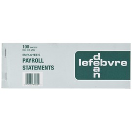 Dean & Fils DEA81200 Employees Payroll Record Form-100 Sheet(s)-3" x8" Sheet Size-1 Each