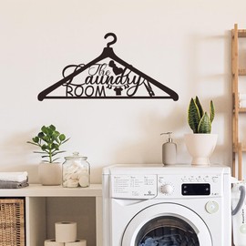 SUPERDANT The Laundry Room Wall Sticker Hanger Shape Laundry Room Wall Decal Large Size Black Home Art Mural Vinyl Sticker Laundry Room Decor Wall Art Mural Room Wall Decor