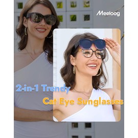 Meeloog Over Glasses Sunglasses for Women Polarized Stylish Large Shades Cover Glass Women Square for Driving MST0066