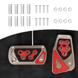 Zufoty 2PCS Car Pedal Covers, Premium Aluminum Alloy Non-Slip Gas and Brake Pedals Covers for Safe Driving, Automatic Transmission Gas Pedal Brake Pedal Cover Universal Car Accessories Fits Most Car