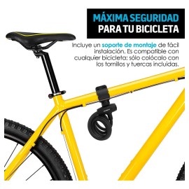Candado para Bicicleta Básico Extra Largo (1.47m) con Soporte de Montaje y 2 Llaves Incluidas, Resistente al Agua y Exteriores, Cadena para Bicicleta o Motocicleta, Hasta 100 Kg de Fuerza