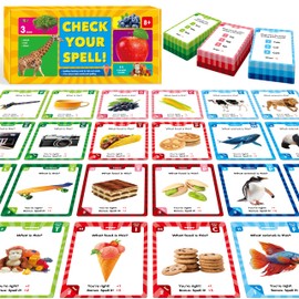 270 PCS Spelling Checking Flashcards, Learn Words & Check Spelling Game, Realistic Animals/Foods/Daily Life Necessities Cards, Educational Tool Word Learning for Kids, Students Aged 8+