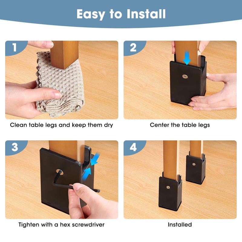 Furniture Risers, 10 cm, Pack of 4 Adjustable Table Raisers