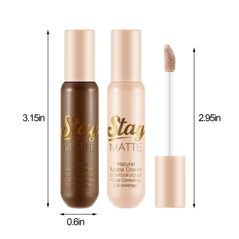 Apooliy 2pcs Cream Contour Highlighter Sticks，Matte Face Shaping & Contouring