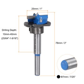 sourcing map Forstner Drill Bit 25mm (1") Carbide Adjust Depth Wood Forstner Bits Round Shank Hole Saw Auger Opener Cutter with a Wrench for Woodworking Drilling