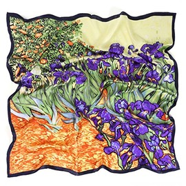 Prettystern Ladies Silk Scarf with Van Gogh Impressionism Art Motif, P962 - Irises