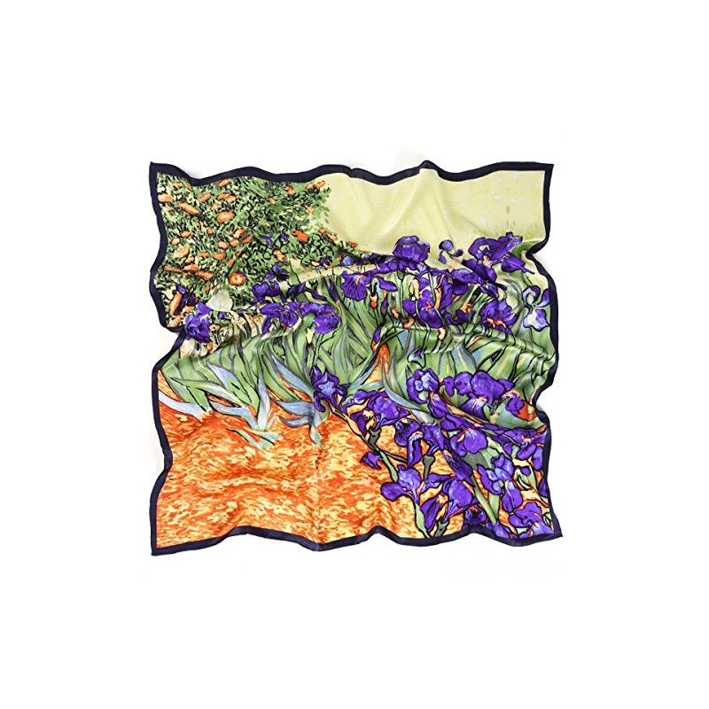 Prettystern Ladies Silk Scarf with Van Gogh Impressionism Art Motif,