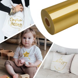 VinylRus Heat Transfer Vinyl-12” x 50ft Gold Iron on Vinyl Roll for Shirts, HTV Vinyl for Silhouette Cameo, Cricut, Easy to Cut & Weed