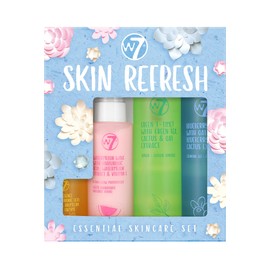 W7 Skin Refresh Essential Gift Set - 4 Step Daily Routine - Moisturiser, Cleansing Gel, Toner and Serum - Full Size Natural Skin Care Kit for Beautiful Skin