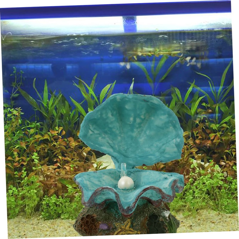 Mobestech 2Pcs Scallop Fish Tank Bubbler Decoration Underwater Ornaments for