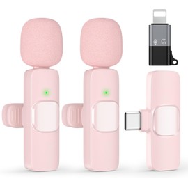 KUKIHO Wireless Lavalier Microphone for Phone, Pad and Android Smartphones, Pack of 2 Lapel Microphone Plug and Play Wireless Noise Cancelling Microphone