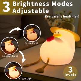 Yesinaly Duck Night Light for Kids, Cute Duck Touch Lamp for Bedrooms, Soft Silicone Rechargeable Nursery Nightlight for Classroom Decor Bedside Lamp Gift for Baby Girls