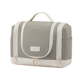 LOVEVOOK Women's Toiletry Bag, Large Hanging Toiletry Bag, Foldable Wash Bag, Cosmetic Bag with 360° Rotating Hooks, Toiletry Bag, Beauty Case, Make-Up Bag for Travel, 1-grey beige, Cosmetic bag