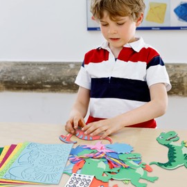LAMEK 12 Sets Dinosaurier Bastelset Kinder Kreativsets zum Basteln DIY Bastelhandwerk Kreativ Kunsthandwerk Dino Moosgummi Bastelset für Jungen Mädchen Kindergeburtstag Bastelarbeiten
