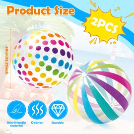 Gxhong Aufblasbarer Strandball, 40CM Bunte Aufblasbarer Ball Kinder, Inflatable Beach Ball, Wasserball für Jungen Mädchen Strand Wasser Spiele Spielzeug