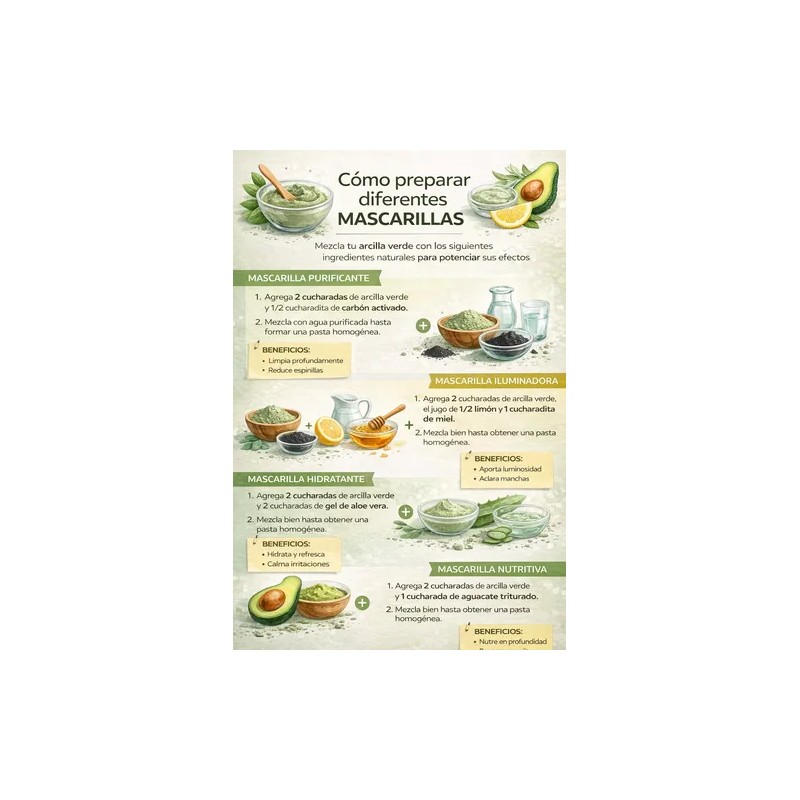 Arcilla Verde 1 Kg Barro Natural Para Mascarilla Facial