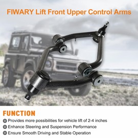 FIWARY Lift Front Upper Control Arms fit for 07-18 Silverado 1500 Sierra 1500 2WD 4WD, for 07-14 Yukon Avalanche Tahoe Replace, 2-4" Suspension Adjustable Control Arms (Black and white texture)