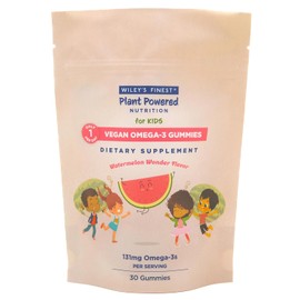 Wiley's Finest- “Gomitas Veganas Omega3 para Niños Azúcar Natural Vegetarianas DHA, ALA y SDA Sin Gluten Sandía