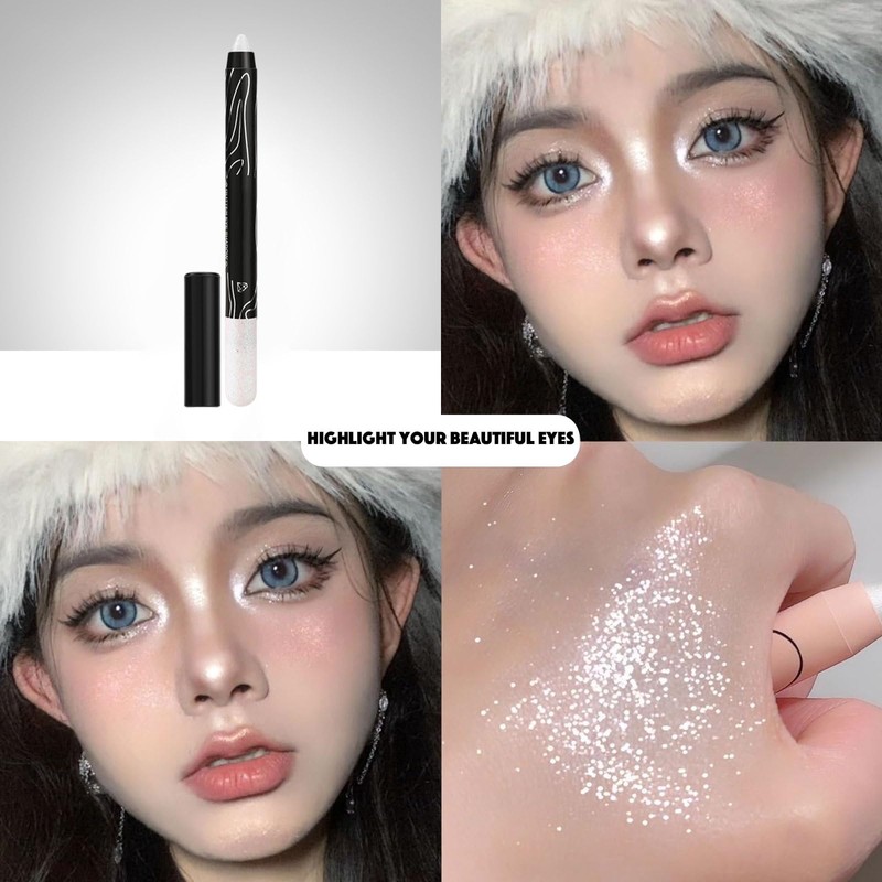 White Shimmer Eyeshadow Stick, Pearl White Glitter Eye Shadow Pencil