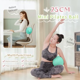 RYTMAT Gymnastics Ball Small 25 cm Non-Slip Pilates Ball Anti-Burst Soft Yoga Ball for Physiotherapy Gymnastics Core Training with Inhalation Tube