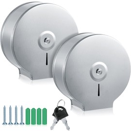 Mifoci 1 Pcs Industrial Toilet Paper Holder Commercial Roll Dispenser Wall Mount Stainless Steel Jumbo Tissue Dispenser Fits 9" Roll Toilet Paper for Office Home Public Places (Silver)