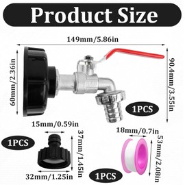 IBC Tank Accessories, Ibc Outlet Tap 3/4 Inch, Ibc Container Accessories, 1000 Litre Water Tank Accessories, Ibc Tank Outlet Tap, Ibc Faucet, Ibc Adapter S60 x 6, for Water Tank Tap