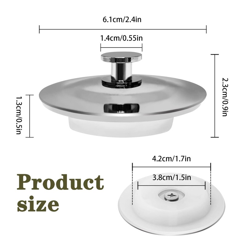 Universal Drain Plug, Stainless Steel Drain Plug, Replacement Sink Plug,