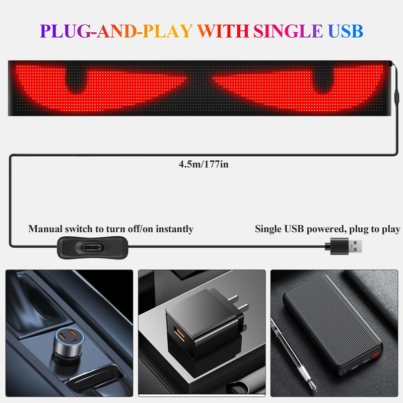 Devil Eyes Light for Windshield, 52.4in x 7.6in Extra Large