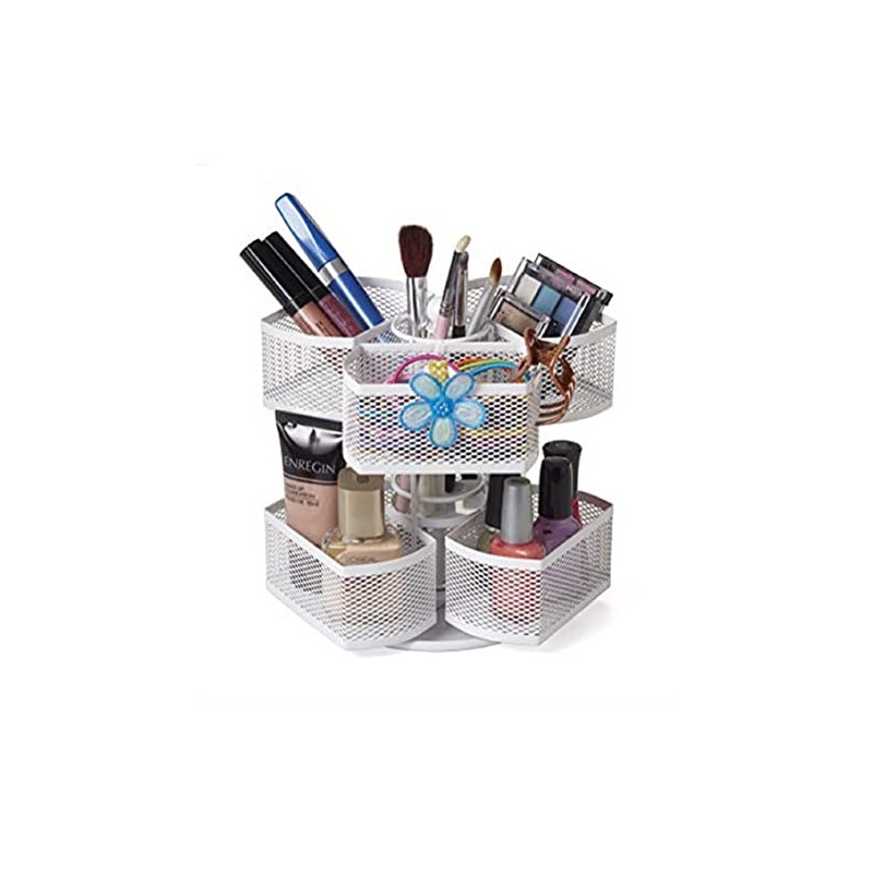 Nifty 2-Tier Cosmetic Organizing Carousel - White Powder Coat Finish,