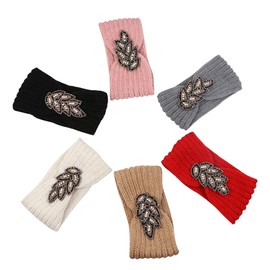 Fashion Headbands for Women Twist Knot Boho Crystal flower Headbands, Soft knitted wool Hair Bands for Teen Girls Head Wrap Accessories, Non-slip and Breathable Autumn Winter Headbands for Women (A)