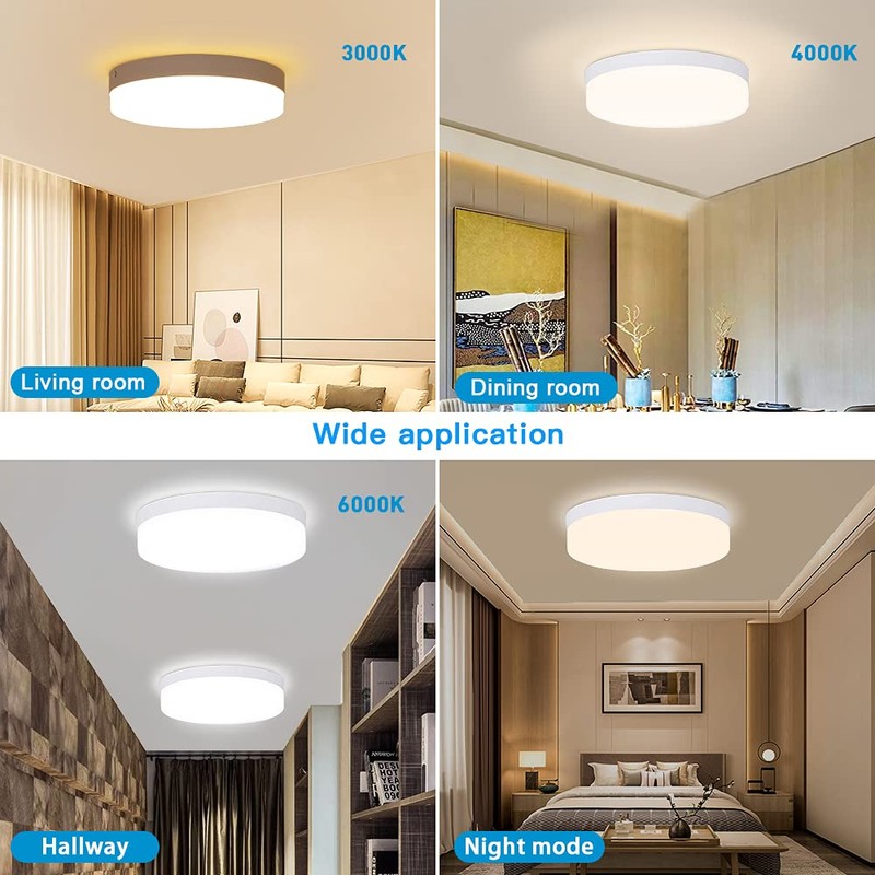 DLLT 24W Dimmable LED Flush Mount Ceiling Light Fixture with
