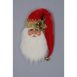 Karen Didion Originals Santa Head Wall/Door Hanger Figurine, 18 Inches