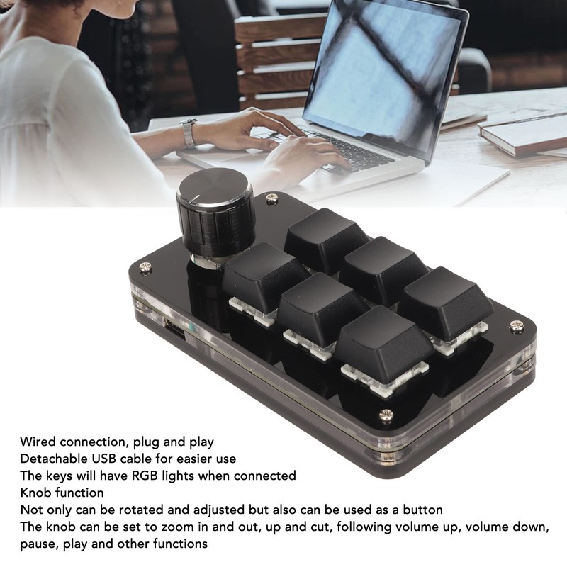 6 Key Mini Keypad with Knob RGB Light Blue Switch