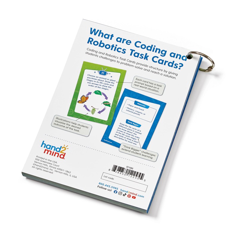 hand2mind Coding & Robotics Beginner Task Cards, Coding for Kids