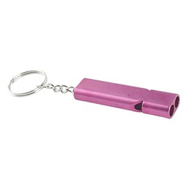 QUINTRA 2 Pieces Flat Aluminium Double Frequency Whistle Double Tube Outdoor Life-Saving Whistle Equipment EDC Tools Survival Water Purifier (Purple, One Size)