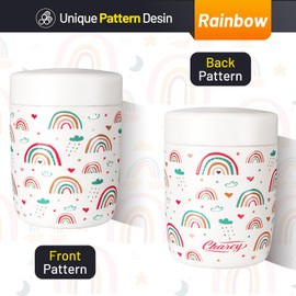 Charcy 9oz Stainless Steel Vacuum Insulated Kids Food Jar - Soup Thermo for Hot & Cold Food - White Rainbow