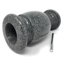 Optimum Memorial Cemetery Flower Vase - Plastic (Black Granite) with Metal Ground Spike, Grave Marker, Decorations for Gravesite, Headstone Flowers Holder, Garden Lawn & Yard