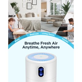 MOOKA Air Purifiers for Home Large Room up to 1076 ft², H13 True HEPA Air Filter Cleaner, Odor Eliminator, Remove Smoke Dust Pollen Pet Dander, Night Light, B-D02L White