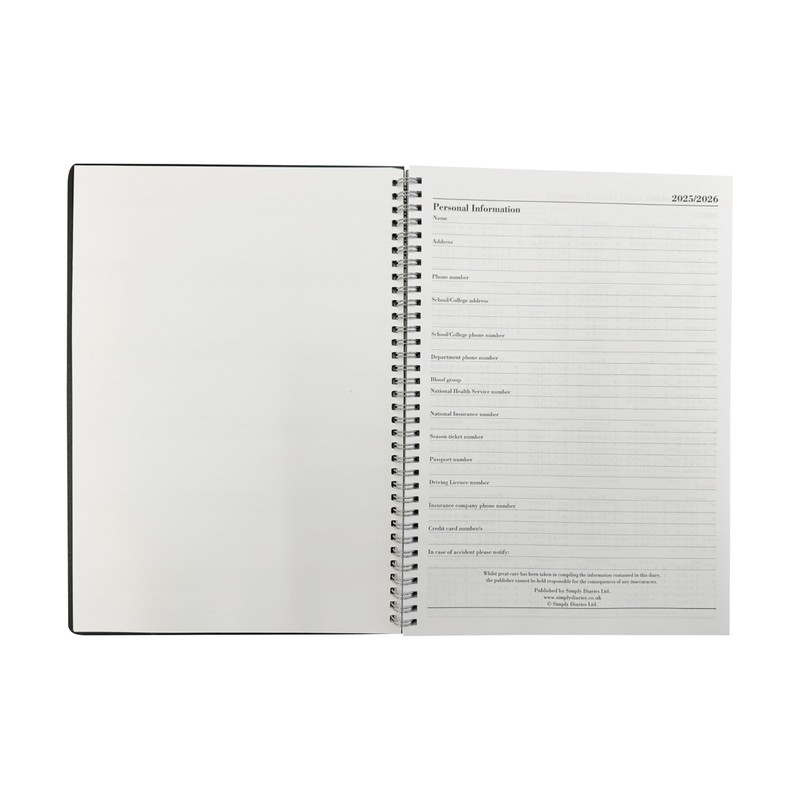 2025-2026 Diary A4 Wiro Bound Mid-Year Academic Week to View