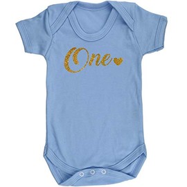 Hippowarehouse One birthday Glitter baby vest bodysuit (short sleeve) boys girls