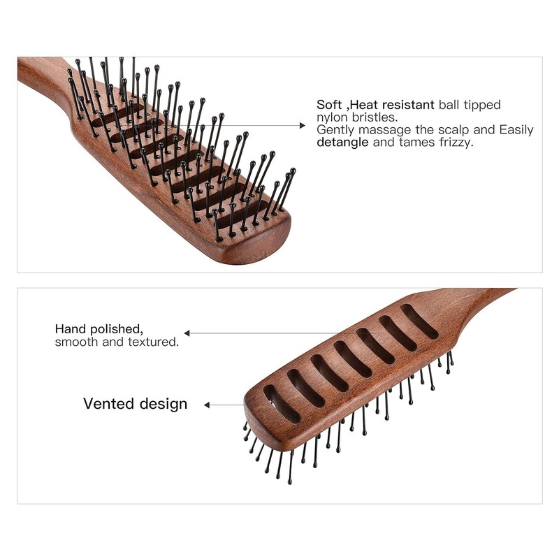 PERFEHAIR Vented Hair Brush 2-Pack - Efficient Blow Drying Vent