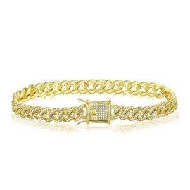 TRIPOD JEWELRY 8mm 14K Gold/White Gold Plated Diamond Iced Out Cuban Link Chain/Bracelet - Hip Hop Miami Cuban Link Chain Diamond Link Choker Necklace Cuban Bracelet for Men (14K Gold - 8mm, 8.50)